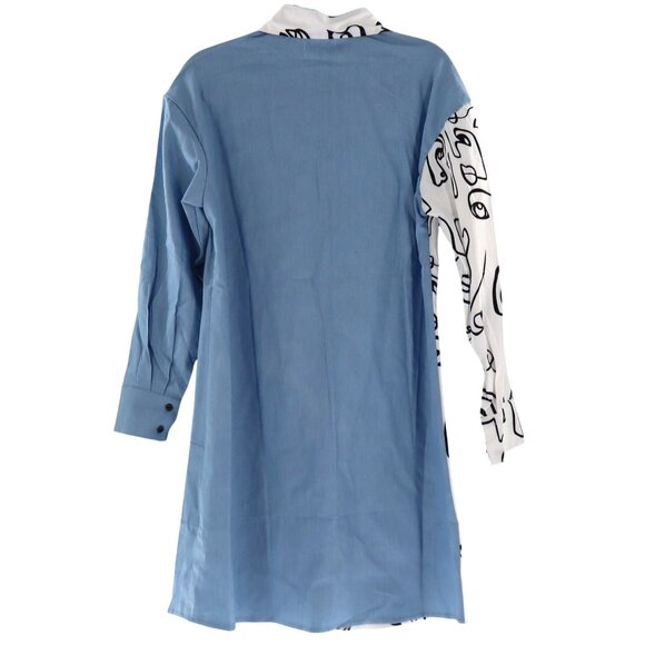 Leena Color Block Shirt Dress Womens Artsy Statement Layering Kitschy Casual NWT - Picture 3 of 11